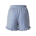 thumbnail image 4 of Homewear Shorts Women Ruffle Trim Elastic Waist Pajama Sleepwear Summer Striped Short Pants Casual Beach Pj Bottoms with Pockets, 4 of 6