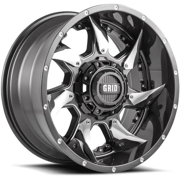 Grid OffRoad Custom Wheel for 20x9 RIm Gloss Graphite Milled w/ Chrome Wheel