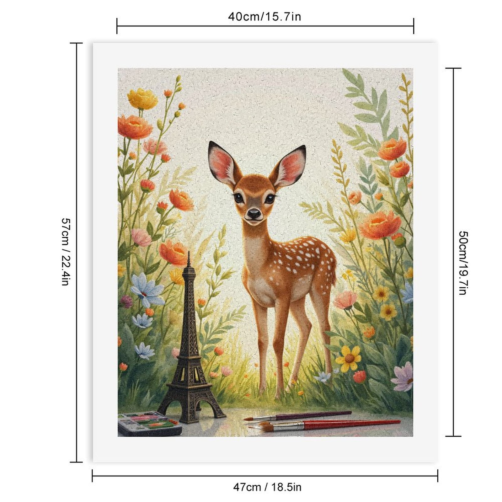 Paint By Numbers Kit for Adults Beginner - Deer In Floral Meadow Art Painting DIY Canvas Painting Kits for Adults, Frameless Paint By Number for Adults for Home Wall Decor 16x20 Inch