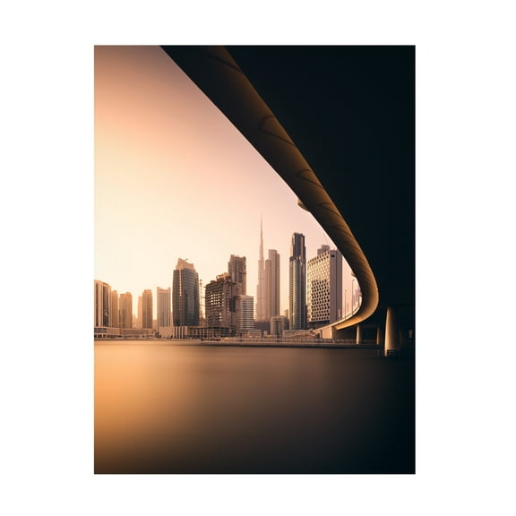 Canvas Wall Art - Majid Behzad 'Dubai Business Bay' Wall Art for Living Room, Bedroom, or Office Décor by Trademark Fine Art - 14 x 19 Inches