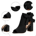 thumbnail image 5 of Heels for Women Peep Toe Fashion Cutout Suede Pumps Shoes Bowtie Ankle Strap High Block Heel Dressy Sandals Black Size 6.5, 5 of 5