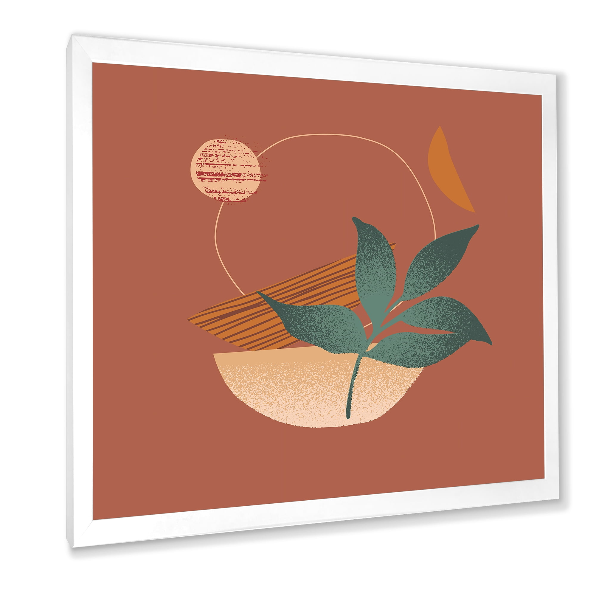Designart 'Shapes and Tropical Leaf Silhouettes III' Modern Framed Art Print
