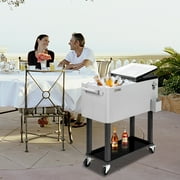 VINGLI 80 qt Steel Ice Chest Cooler Cart, Wear Resistant