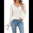 thumbnail image 3 of Blusas de Larga para Mujer, Holgadas, Elegantes, con Encaje y Cuello en V, Informales y Modernas para Usar con Leggings, Moda de Otoño XL, 3 of 10