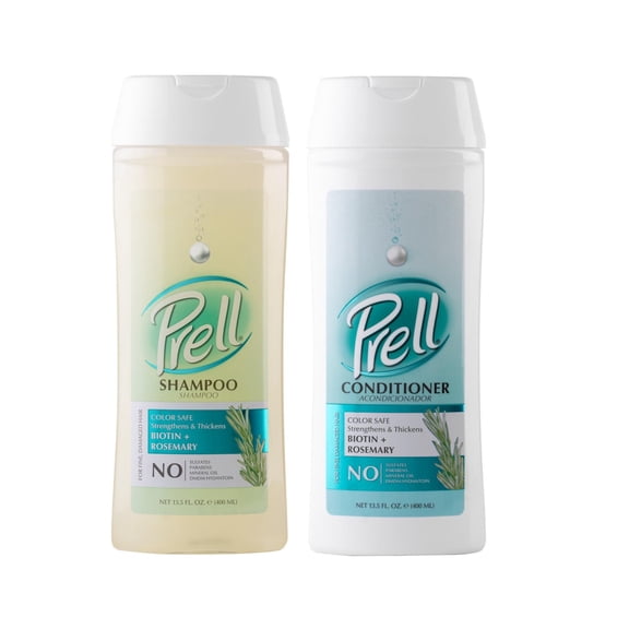 Prell Biotin   Rosemary Strengthens & Thickens Color Safe Shampoo & Conditioner for Fine, Damaged Hair 13.5 fl.oz