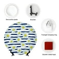thumbnail image 4 of Salouo Daisy Striped Nautical Pattern Bone China Decorative Plate,Holiday Decor Decorative Ceramic Plates with Stand Elegant Home DéCor for Hallway/Living Room/Bedroom-7in, 4 of 6
