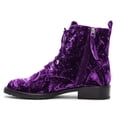 thumbnail image 4 of YDN Women Graceful Round Closed Toe Ankle Boots Suede Chunky Block Low Heels Lace Up Shorts Boots Office Winter Shoes Size 8.5 Purple, 4 of 5