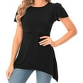 thumbnail image 4 of Odeerbi Womens Maternity Tops Short Sleeve Breastfeeding Shirt Pregnancy Clothes Solid Color Round Neck Short Sleeve Nursing Blouse Maternity Clothes Black 2XL, 4 of 6