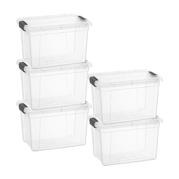 Superio Clear Storage Boxes with Lids, Plastic Container Bins for Organizing, Stackable Crates, BPA Free, Non Toxic, Odor Free, Organizers for Home, Office, School, and Dorm, 2.5 Quart, 5 Pack