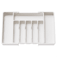 thumbnail image 1 of Cutlery Drawer Organiser, Expandable Utensil Tray for Kitchen, Adjustable Silverware and Flatware Holder White, 1 of 8