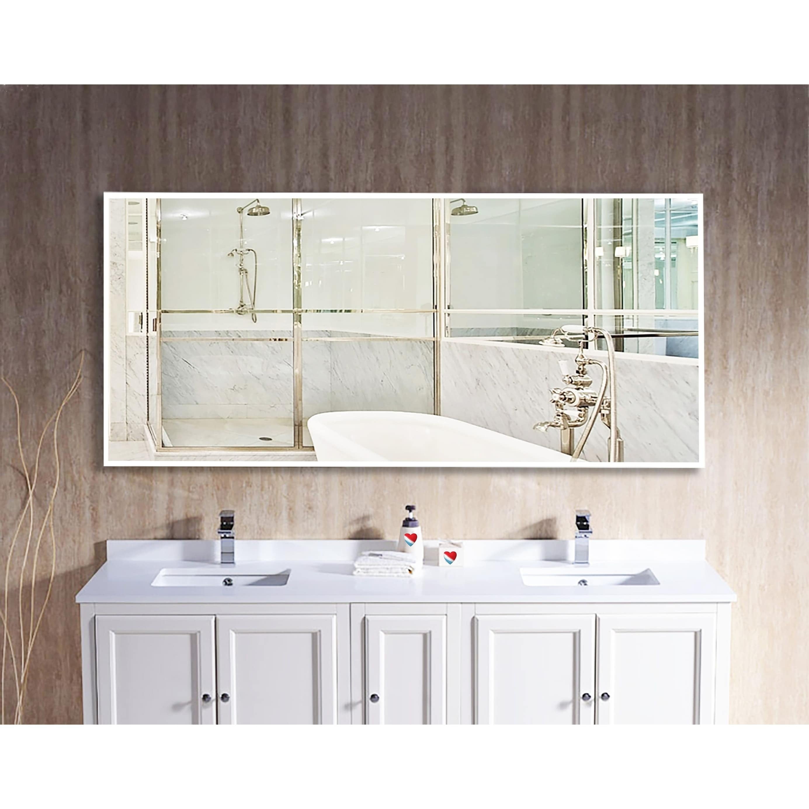 Rayne Mirrors U S Made Bright White, How To Hang Double Vanity Mirrors