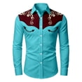 thumbnail image 4 of xfsWaSs Men's Western Cowboy Shirt Vintage Print Long Sleeve Shirts Slim Fit Casual Button Down Shirts Cowboy Style Festival Outfit Fashion Party Tops, 4 of 4