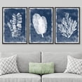 thumbnail image 3 of PixonSign Framed Wall Art Set Blue White Forest, Jungle, Ocean Plants Prints Nature Wilderness Modern Art Panels Rustic Scenic Relax/Calm for Living Room, Bedroom, Office - 16"x24"x3 Black, 3 of 5
