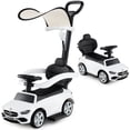 thumbnail image 1 of Gymax 3-in-1 Toddler Push Car w/Adjustable Canopy Under Seat Storage Realistic Sounds White, 1 of 10