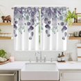 thumbnail image 2 of Purple Green Eucalyptus Kitchen Curtains 72 Inch Length, Watercolor White Botanical Grommet Top Bedroom Living Room Curtains, Light Filtering Cafe Curtain Drapes 2 Panels Set 104''x72'', 2 of 9