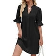 thumbnail image 2 of Summer Dresses for Women V Neck Short Sleeve Casual Shift Dress Black L, 2 of 9