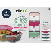 Ello Color Lock 8pc 3.4 Cup Divided Glass Meal Prep Set