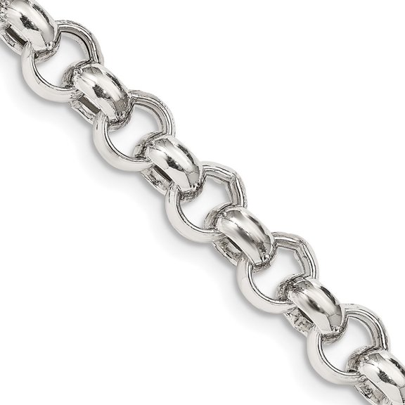Auriga 925 Sterling Silver 9.5 mm Semi-solid Rolo Chain Necklace for Women 18"