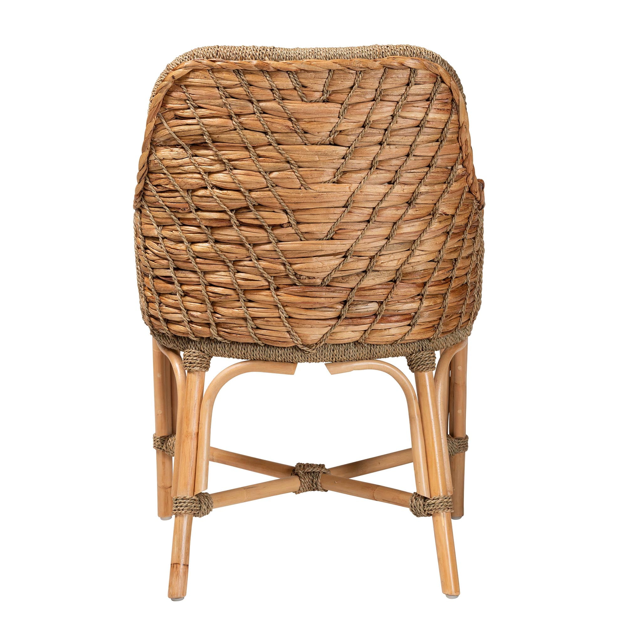 bali & pari Kyle Rattan and Seagrass BOHO Dining Chair, Natural Brown