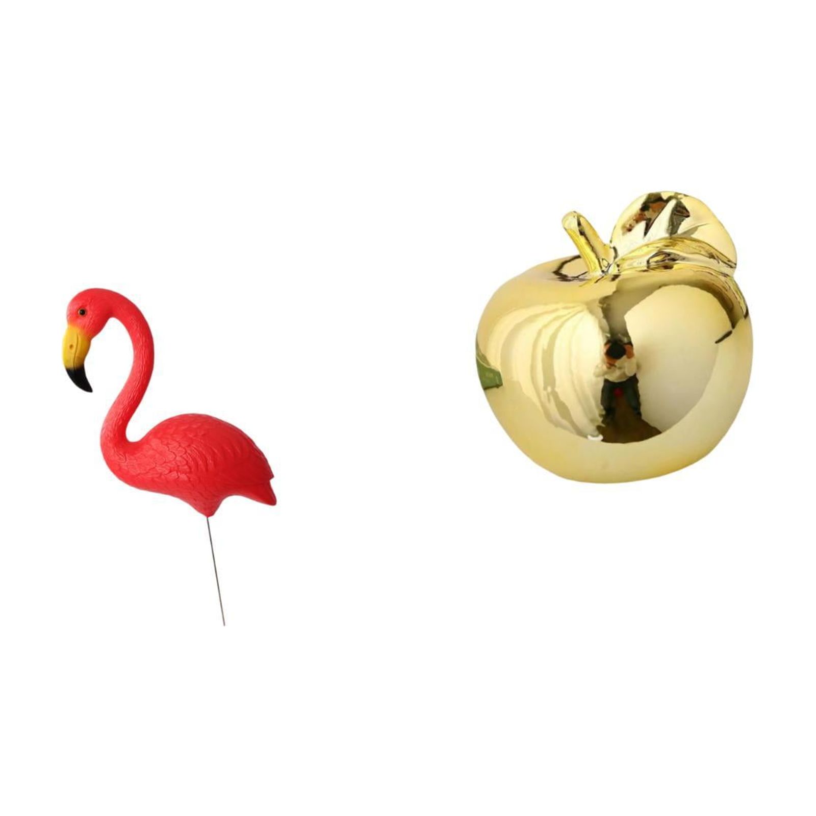 Miulika Bird Statue Figurine Yard Art Ornament Flamingo Garden Stake Sculpture Fruit Ceramic Figurine Decoration Collection Craft Delicate Ornament Desktop Statue