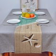 thumbnail image 4 of Table Runner Dresser Scarves 70 Inch Long, Coastal Ocean Starfish and Shell Sand Linen Dining Table Runners The Beach is My Happy Place Tabletop Scarf for Wedding Holiday Party Kitchen, 4 of 7