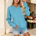 thumbnail image 6 of Stamzod Womens Sweatshirt Fall Fashion V-Neck Pullover Long Sleeve Top Casual Drop Shoulder Sweatshirts for Women Sky Blue D L, 6 of 6