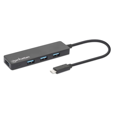 UPC: 0766623164924 | Manhattan 4-Port USB 3.2 Gen 1 Hub USB-C Male to Four USB-A Females  5 Gbps Transfer Speeds  Bus Powered  Black