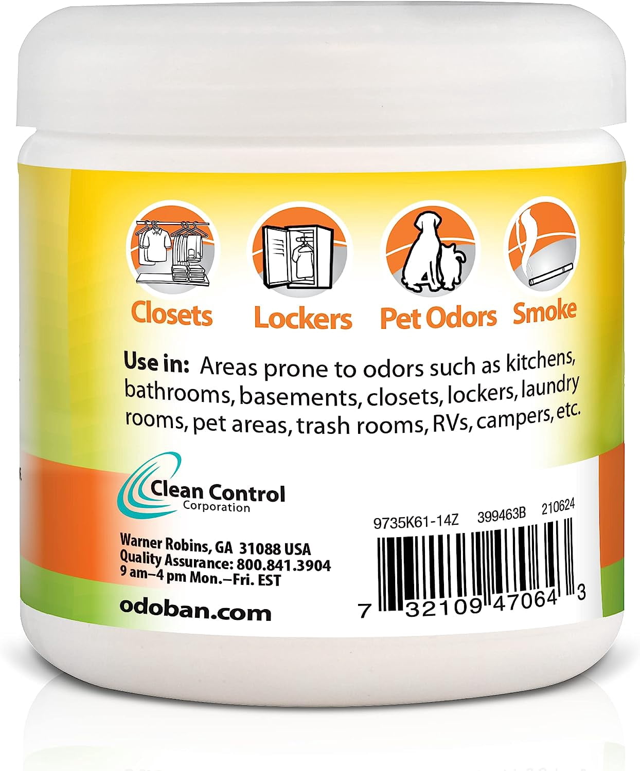 OdoBan Solid Odor Absorber Eliminator for Home and Small Spaces, Citrus Scent, 14 Ounces Each, 12-Pack