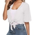 thumbnail image 7 of CIENVNSTG Women's Chiffon Cropped Bolero Sheer Shrugs Lightweight Short Bolero Cardigan Trendy 2026 Summer Tops White 2XL, 7 of 7
