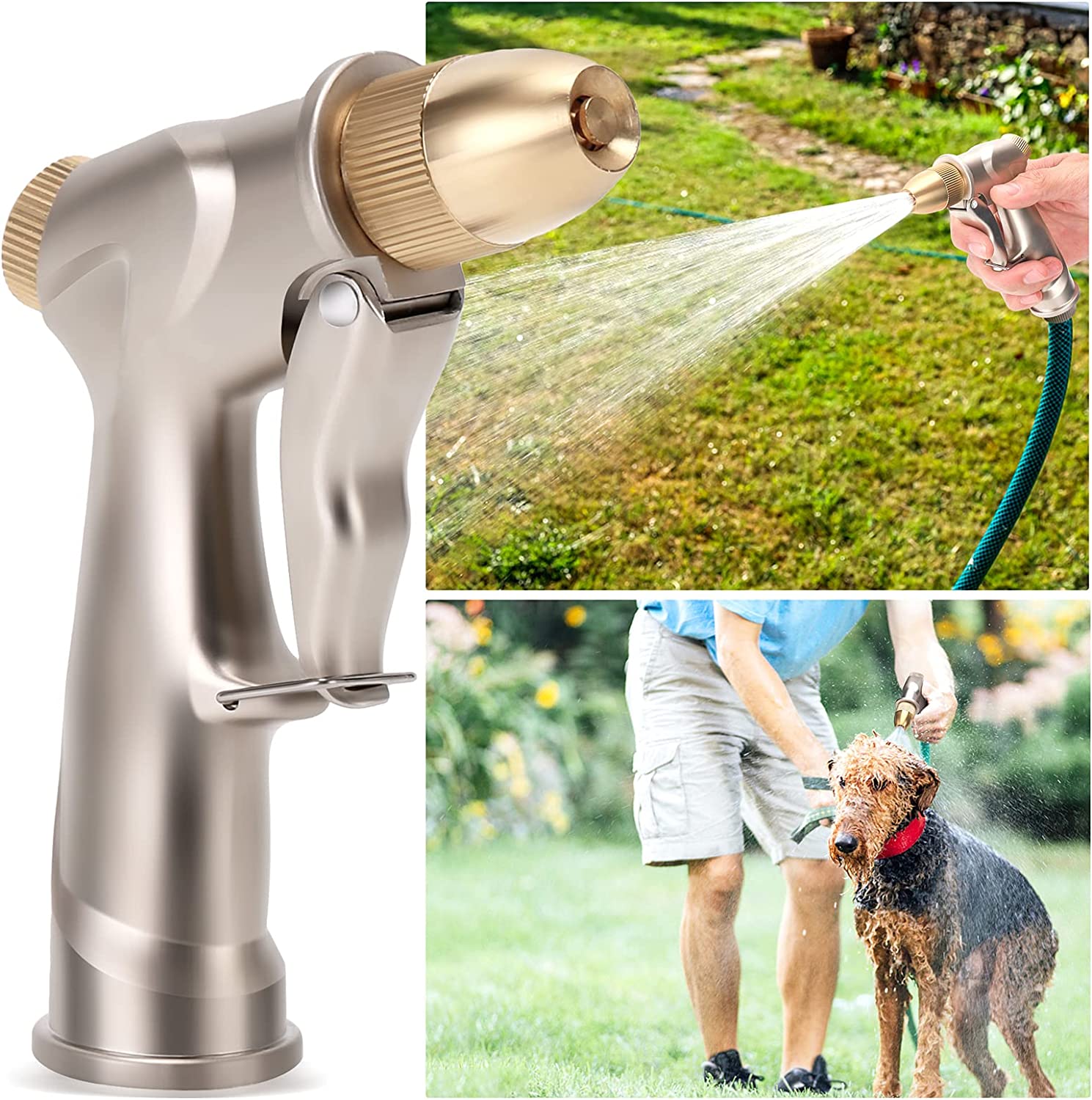 OGEDNAC Heavy Duty Metal Garden Hose Nozzle, Gold photo 4
