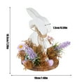 thumbnail image 3 of Simulated Flower Bunny Shaped Wooden Ornaments, Holiday Decoration Figurines, Rustic Easter Home Decor for Table and Shelf,B, 3 of 4