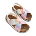 thumbnail image 7 of WAYUTE Girls Sandals Rainbow Glitter Cross Strap Cork Footbed Sandals Adjustable Back Strap Open Toe Summer Casual Beach Shoes,Multicolour,8.5 Y-9 Y, 7 of 7
