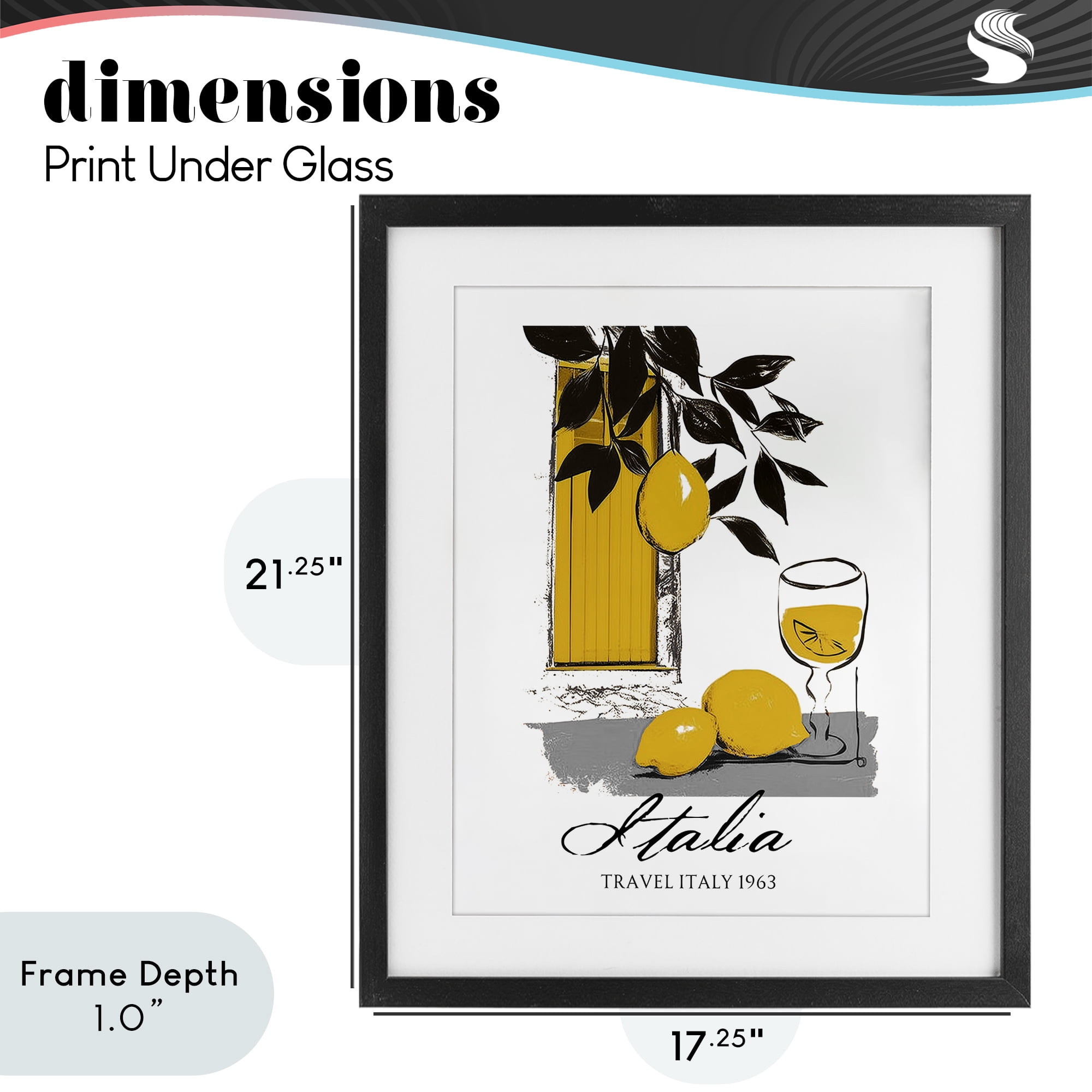 Stupell Industries Travel Italia Lemons Black Framed Print Under Glass, design by Annabelle Hall
