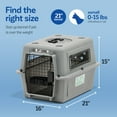 thumbnail image 4 of Petmate Sky Kennel for Dogs & Cats, IATA Approved, Plastic Travel Carrier, Gray, For Dogs & Cats up to 15 lbs, Extra Small, 21" x 15" x 21", 4 of 9