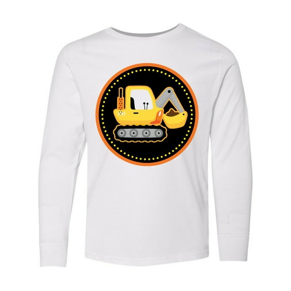 Inktastic Construction Digger Truck Long Sleeve Youth T-Shirt