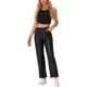 thumbnail image 2 of Pantalones de cuero sintético Daring Diva para mujer, de cintura alta, pierna recta, estilo punk, PU, talla S, color negro, 2 of 6