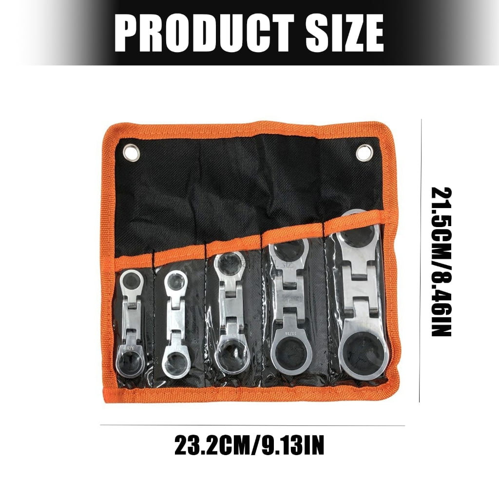 5Pcs Double Ended Ratcheting Wrench Set Adjustable Wrench 72 Tooth Blossom Spanner Hand Tool for Automotive