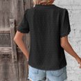 thumbnail image 4 of Xuyuer Lace Patchwork V-Neck Short Sleeve Tee - Women's Solid Color Casual Fashion Top, Affordable and Versatile for Daily Commute, Weekend Gatherings, and Skin-Friendly Comfortable Wear, 4 of 8