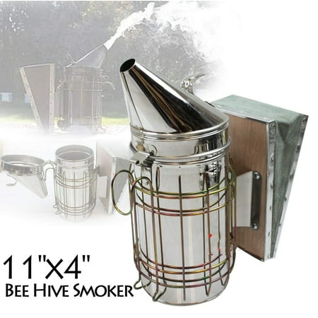Large Bee Hive Smoker Stainless Steel w/Heat Shield Beekeeping Equipment New