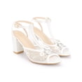 thumbnail image 3 of BLISSFUL STEP T Strap Heels Floral Embroidered Block Heel Sandals for Women White (Size 9.5), 3 of 7