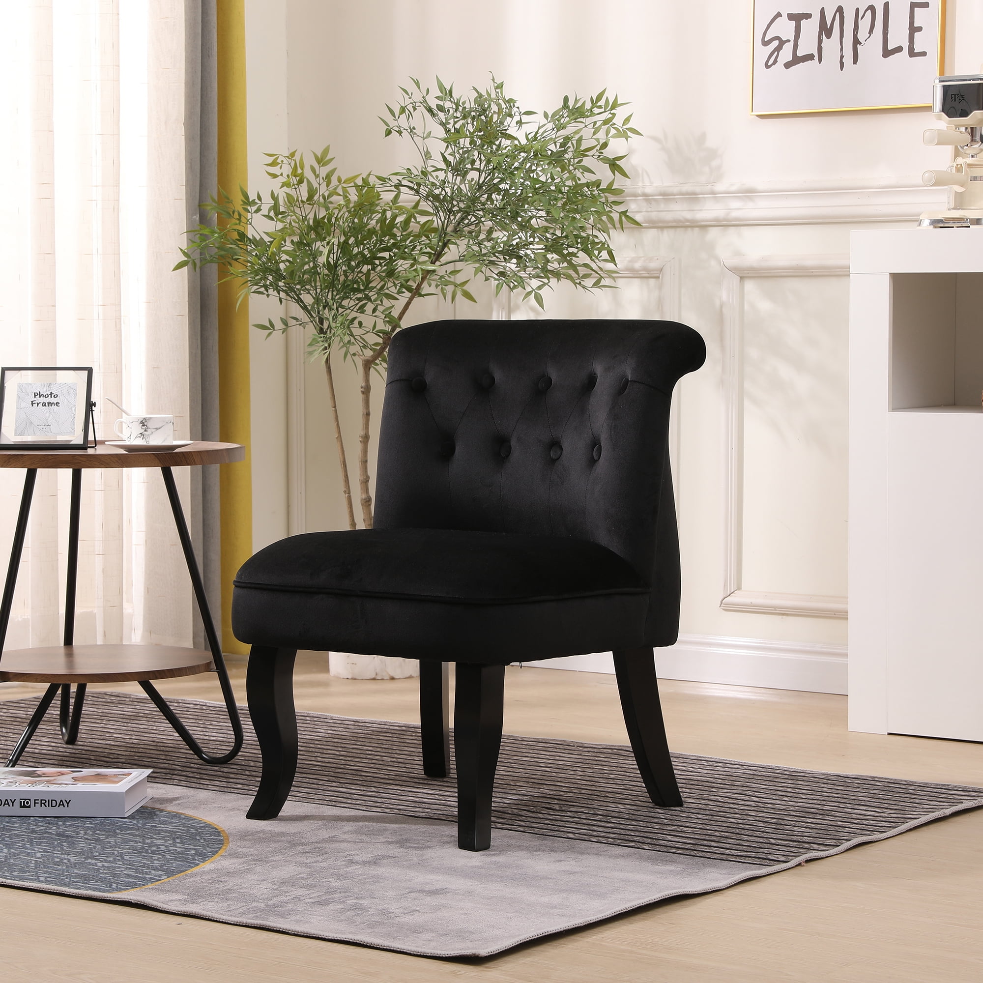 Kadyn 29" Wood Armchair, Single Sofa Chairs for Living Room, Upholstered Accent chairs, Black Kadyn 29" Wood Armchair, Single Sofa Chairs for Living Room, Upholstered Accent chairs, Black