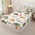 thumbnail image 2 of Manfei Cartoon Tent Zipper Full Size Comforter Sets with Fitted Sheet and 2 Pillowcases,Woodland Camping Theme Zipper Bedding Set,White,Light Gray Reversible,4pcs, 2 of 8