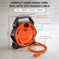 thumbnail image 2 of DEWENWILS 25ft Heavy-Duty Cord Reel 13A 125V 16AWG SJTW Orange Reel with On/Off Switch & Circuit Breaker, 2 of 7