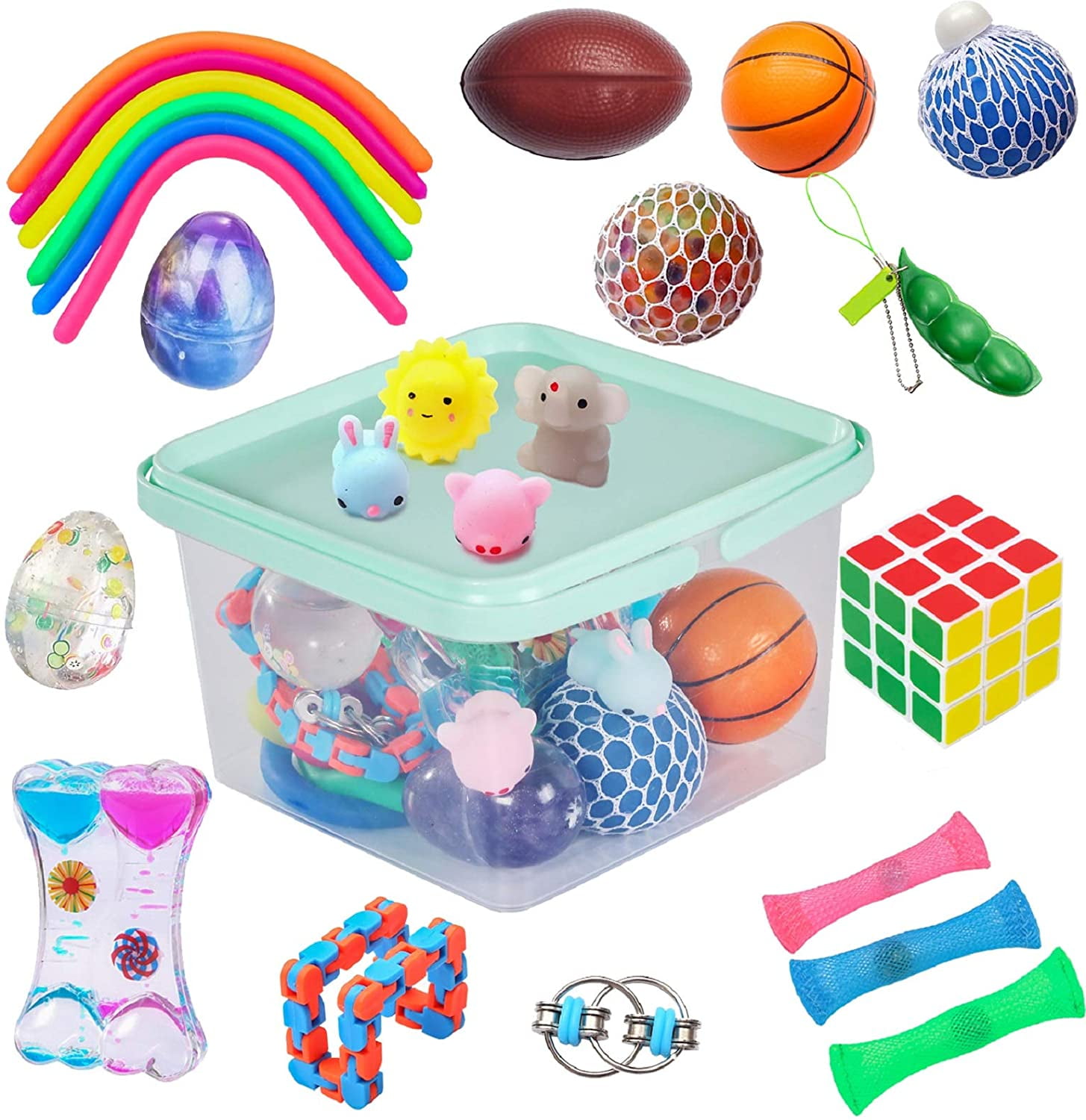 Fidget Toys for Adults Marble Mesh & More Stress Toys Anxiety Relief Toys 24 Pcs Fidget Pack Fidget Toy Set for Boys Fidget Spinner Stress Balls Sensory Toys for Autistic Children 