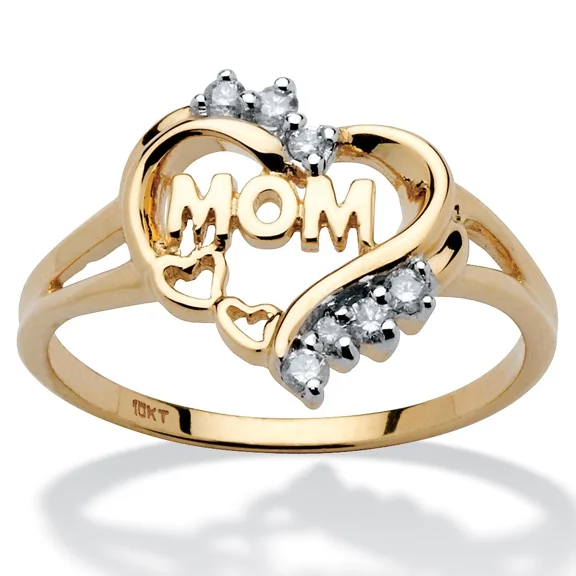 14K Solid Yellow Gold Plated 1Ct Round Cut Moissanite Mother's Day Gift Band Ring