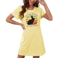 thumbnail image 4 of KIHOUT 2024 Fashion Black Round Neck Top Nightdress for Women Rabbit Pringted Short Sleeve Loose Slim Long T-Shirt Home Casual Ladies Regular Pajamas Nightgown S-2XL, 4 of 7