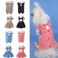 thumbnail image 2 of Stripe Pattern Pet Skirt - Bow-knot Design - Turn-down Collar - Machine Washable - Friendly to Skin - Decorative Polyester Summer Pet Dog Striped Dress Shirt - Clothing Pet Supplies, 2 of 8