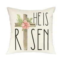 Easter Pillow Covers Easter Decorations for Home He is Risen Floral Pillows Bunny Easter Buffalo Plaid Eggs Decorative Throw Pillows Spring Easter Farmhouse Decor 1pc - 18x18''