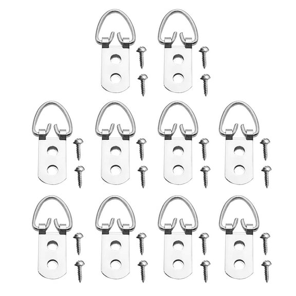 WESIEVYA 50Pcs Picture Hangers Metal D Rings for Wall Clocks 11.8x0.63x0.2in