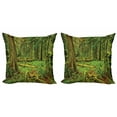 thumbnail image 1 of Ambesonne Forest Throw Pillow Cover 2 Pack, Woodland Bushes Moss, 16", Green, 1 of 2